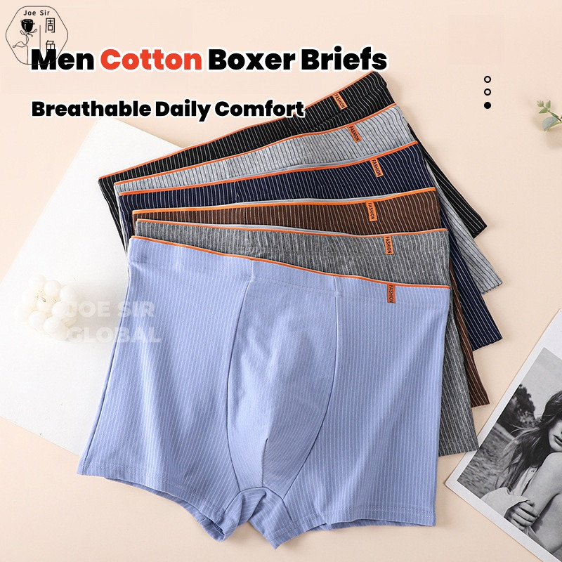 Joe Sir Men Cotton Boxer Briefs Cotton Lingerie Breathable Soft Stretch U Pouch Anti Odor Boxer Shor