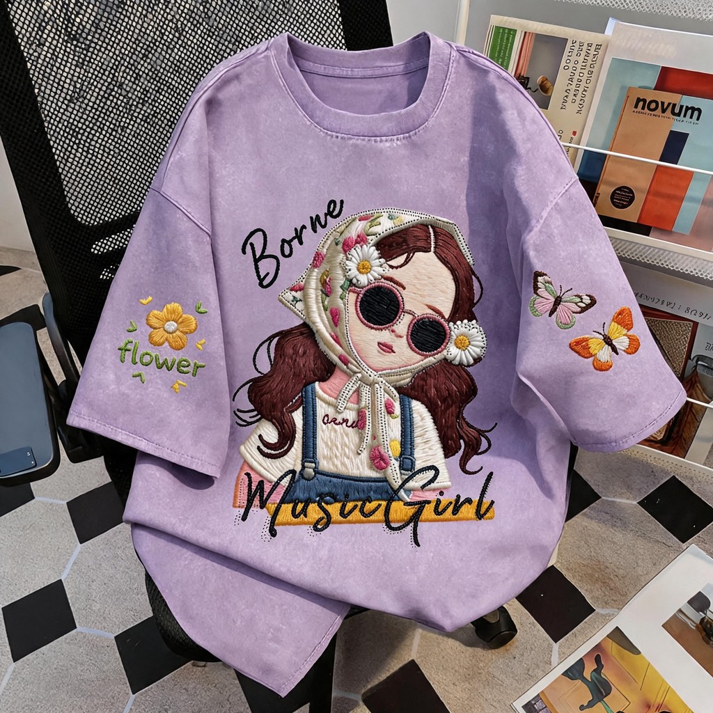 TEE·SHOP เสื้อยืดฟอก ' Floral Butterfly Retro ' สไตล์เกาหลี เท่ห์มาก ใส่ได้ทั้งชายหญิง ผ้านุ่มสบายตัวทั้งวัน รองรับ COD