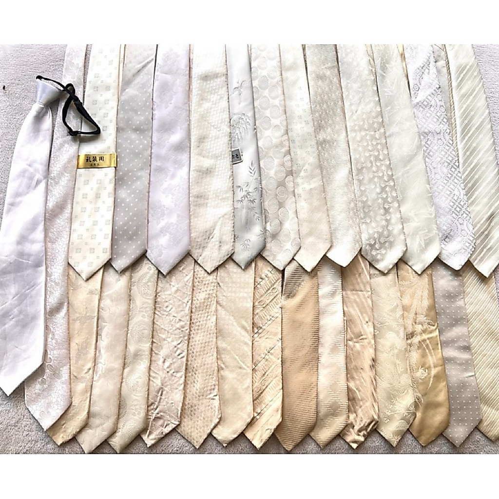 (set46🤍)เนคไททำงานสีขาวแบบผูก เนคไทนำเข้าญี่ปุ่นคัดเกรด