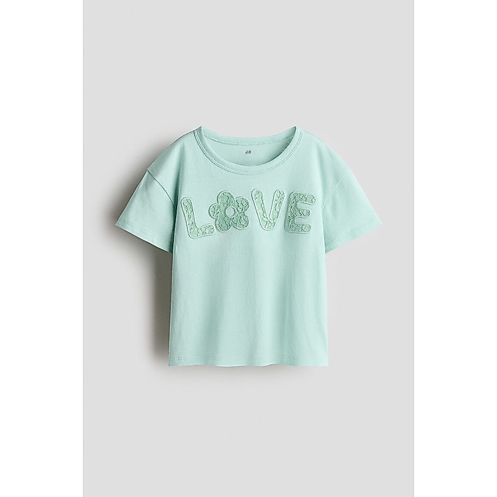 H&M(เอชแอนด์เอ็ม) เสื้อยืดดีเทลลายโมทีฟ Girls Motif-detail T-shirt 1320168_2