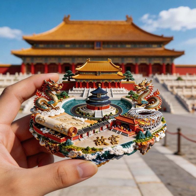 故宫金属立体浮雕冰箱贴北京旅游景点纪念品博物文创伴手礼朋友 Forbidden City Metal 3D Relief Refrigerator Magnet Beijing Tourist Att