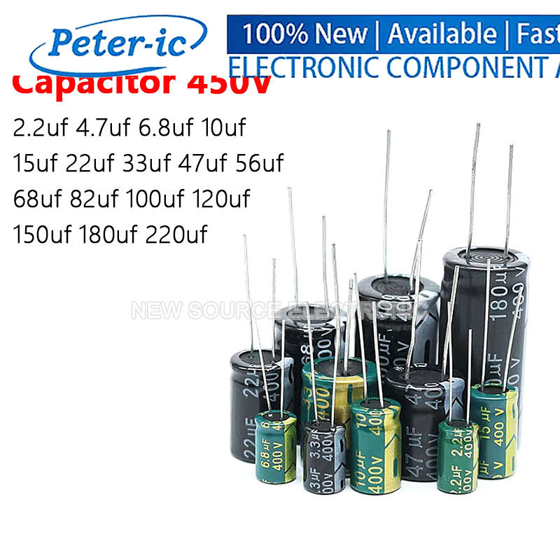 450V Electrolytic Capacitor 2.2uf 4.7uf 6.8uf 10uf 15uf 22uf 33uf 47uf 56uf 68uf 82uf 100uf 120uf 15