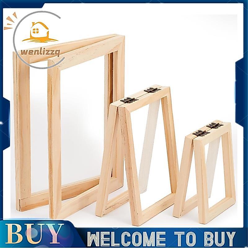 3 ชิ้นกระดาษทํากระดาษไม้ทํา Mould Papermaking Screen Kit 3 ขนาดกรอบสําหรับ DIY (A7, A6, A5)