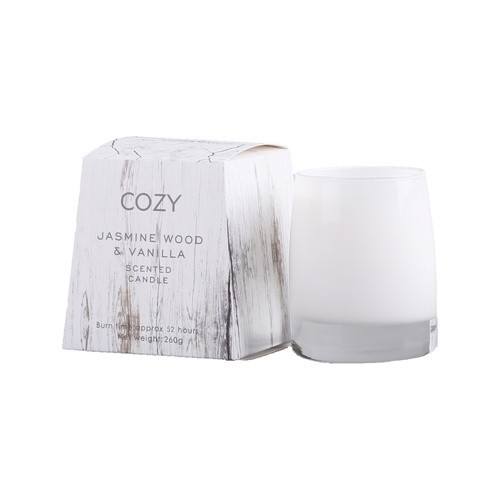 GlobalHouse COZY เทียนหอม  Jasmine Wood & Vanilla-M 10.5x10.7ซม. สีขาว