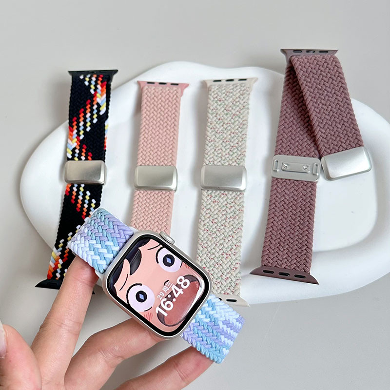 สายสายเกลียวสำหรับแพ็คเกจ For Apple Watch ขนาด 46 มม. 44 มม. 40 มม. 45 มม. 49 มม. 41 มม. 42 มม. แขนเสื้อแม่เหล็กสำหรับ for iWatch Series 10 SE 9 8 7 6 Ultra 2 1