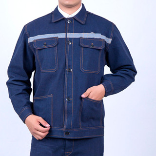 ​​ชุดทำงานแขนยาวจากผ้ายีนส์หนา กันไฟฟ้าสถิต เสื้อทำงานเดนิมแ…