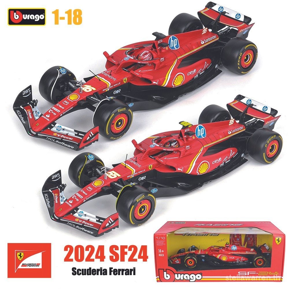 Bburago Monza 1: 18 FERRARI F1 SF24 Red Bull RB19-1 Vegas จําลองรถรุ่นคอลเลกชันของขวัญ