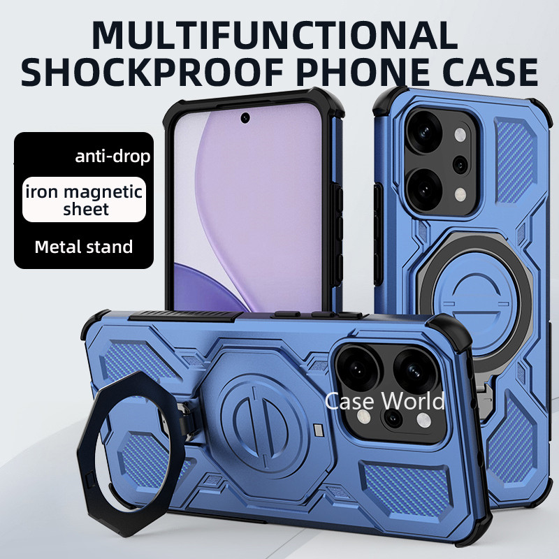 ขาตั้งโลหะเคสโทรศัพท์สําหรับOppo Reno14 Pro Reno14 กรณีเหล็กแผ่นแม่เหล็กสําหรับOppo Reno14 Reno14 Pr