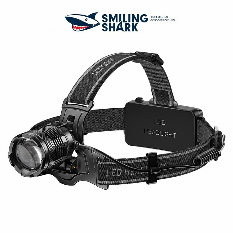SMILING SHARK Led ไฟหน้า M77 8400 Lumens Ultra Bright ไฟหน้าเซ็นเซอร์ TypeC ชาร์จกันน้ําไฟฉายสําหรับ
