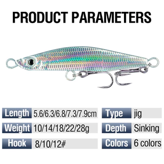 1 Pc ช้า Sinking Fishing Jigs 10g/14g/18g/22g/28g โลหะ Jigging Fishing Lure 3D Eyes Casting Lure Trolling เหยื่อประดิษฐ์ตะขอ Treble