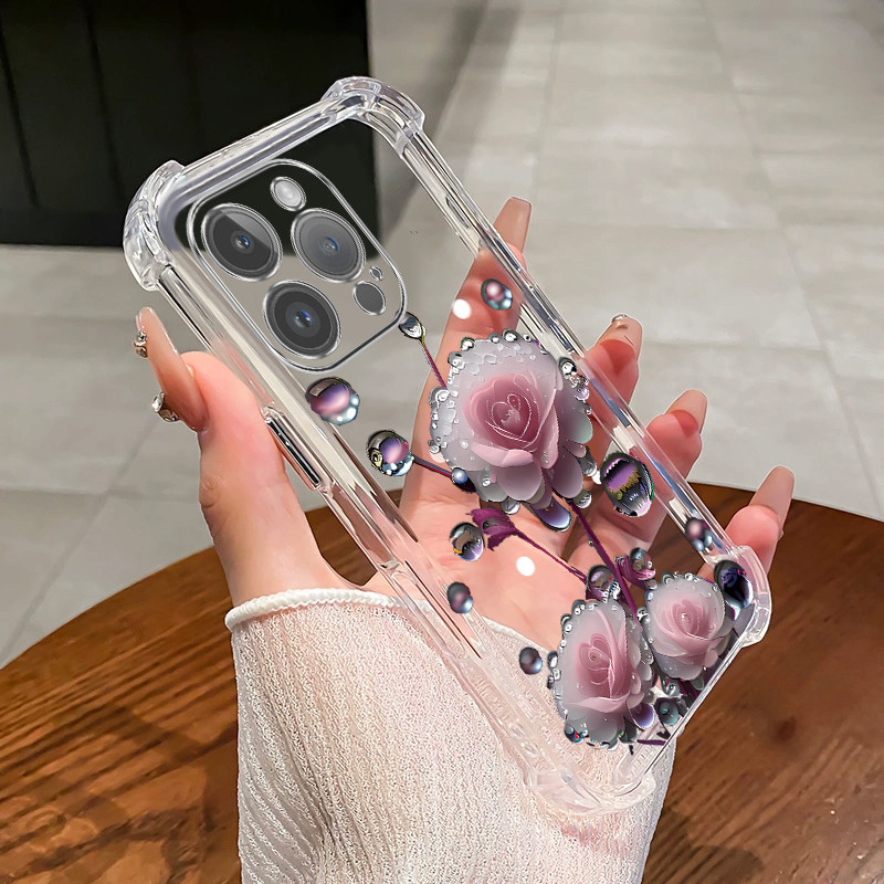 เคสสําหรับRealme 15 PRO 5Gเคสโทรศัพท์ดอกไม้สีชมพูBudสี่มุมซิลิโคนTPUโปร่งใสSoft shell ﻿ดีซ - รูปที่ 2