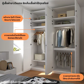 Koncept Furniture ตู้เสื้อผ้าขนาด 200 ซม. รุ่น Blox Fit in สีขาว แบรนด์ KONCEPT FURNITURE