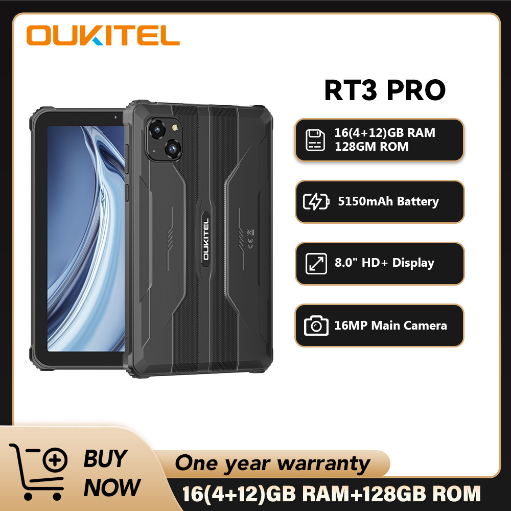 Oukitel RT3 PRO 5150mAh แบตเตอรี่ 8 "HD จอแสดงผล 13.9 มม.โปรไฟล์บางเฉียบ IP68 &IP69K & MIL-STD-810H