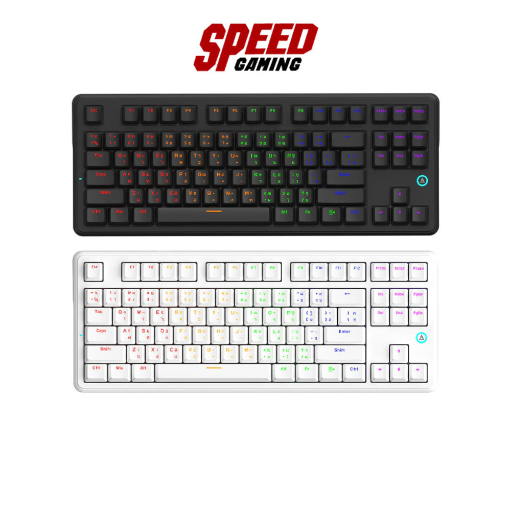 AJAZZ AK870 V2 RED SWITCH ANTI-GHOST FULL RGB (Black & White) Keyboard (คีย์บอร์ด) By Speed Gaming