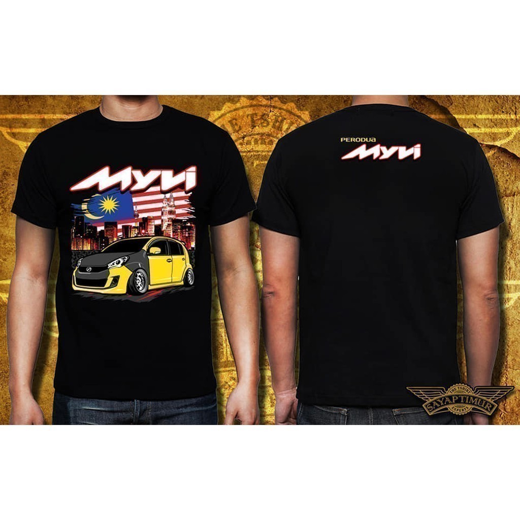 Myvi 2025 fashion Stance Exclusive D1 (เสื้อยืดสีดําสีเหลืองดอกทานตะวัน+)