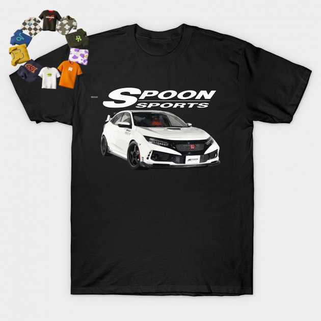 เสื้อยืด Retro Style Civic Champion White Type R FK8 Spoon Turbo ทำจากฝ้ายบริสุทธิ์ 100%, สวมใส่สบาย