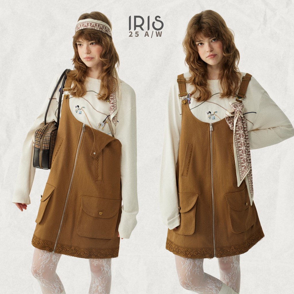 「สินค้าลิขสิทธิ์แท้」IRIS BOUTIQUE 25AW IV73492 Kivra vest เสื้อผ้าผู้หญิง กั๊กเดรส เสื้อแขนยาว สายหว