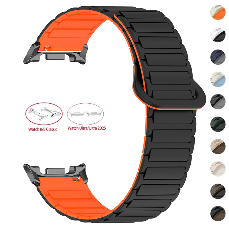 สายซิลิโคนแม่เหล็กสําหรับ Samsung Galaxy Watch 8 40 มม.44 มม./8 คลาสสิก 46 มม. Ultra 2025 47 มม. เปลี่ยน