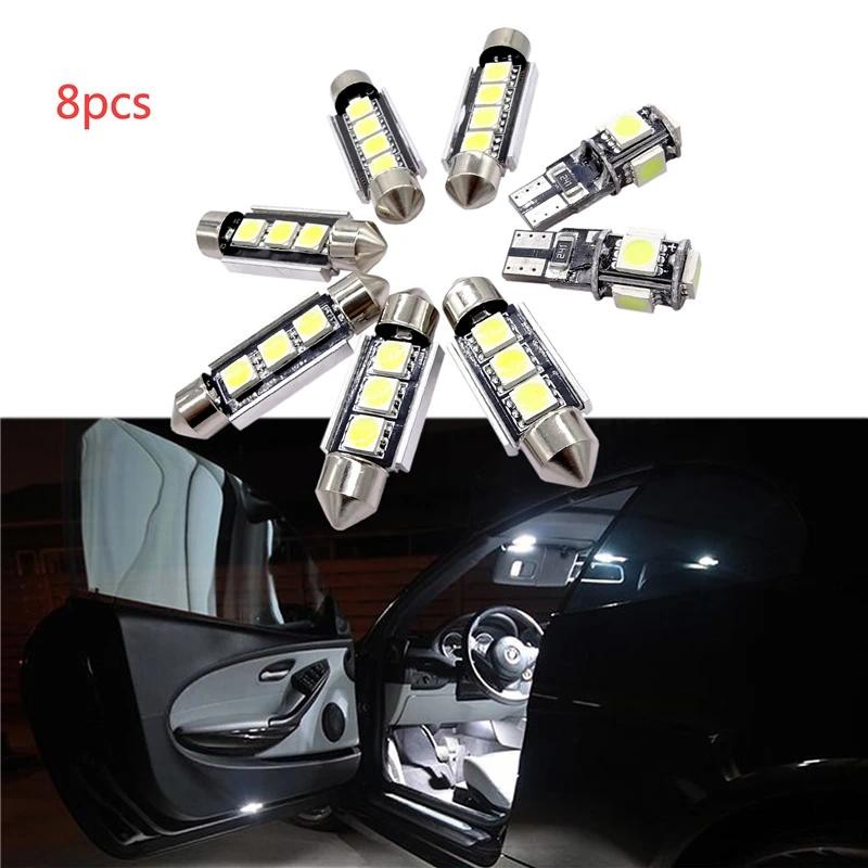 8 ชิ้นภายในรถโคมไฟ LED อ่านด้านหน้าโดมชุดแสงสีขาวสําหรับ Audi A4 B6 8E J1 2001-2004 รถอุปกรณ์เสริม