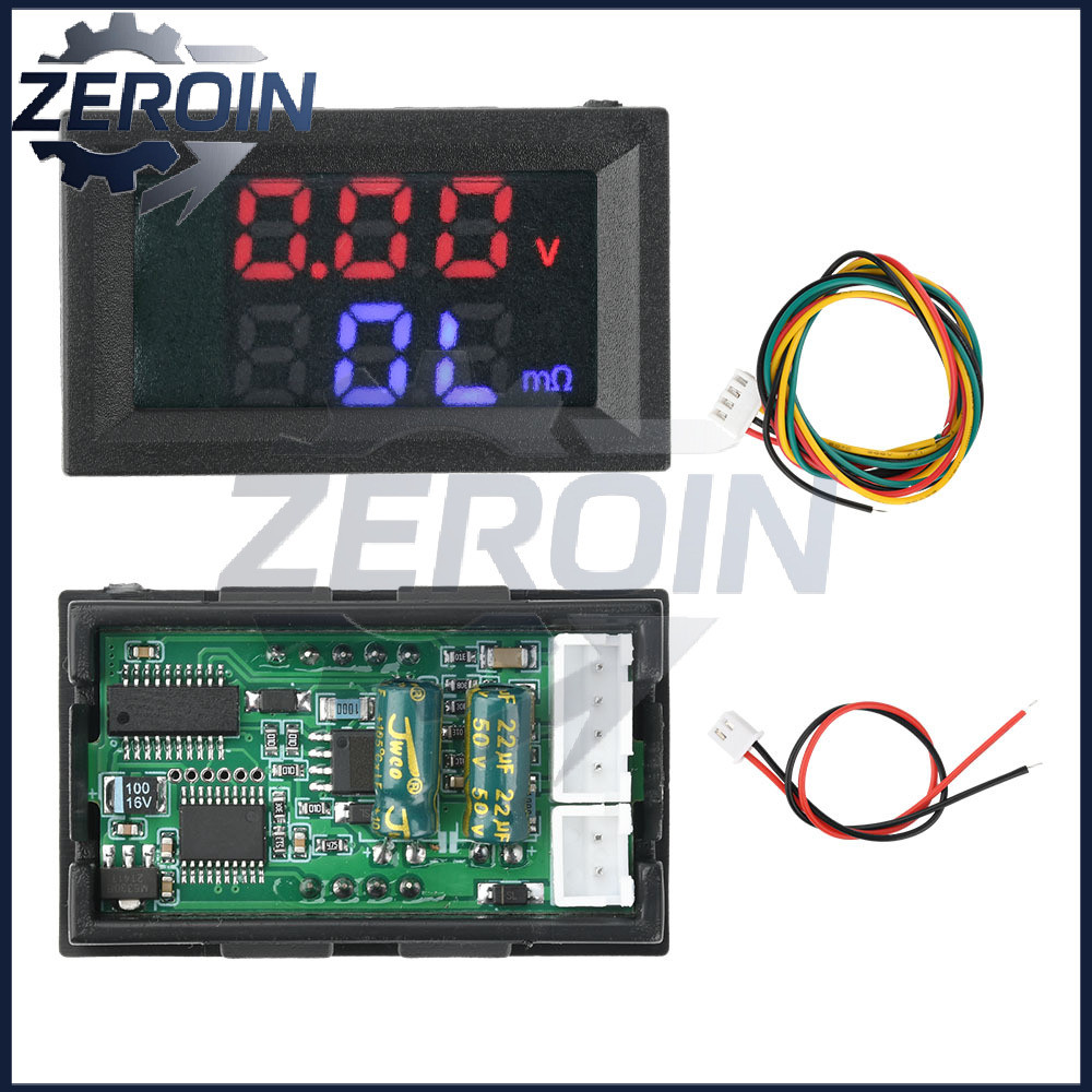 DC4-12V VR452 0.56 นิ้วคู่จอแสดงผลดิจิตอลแบตเตอรี่แรงดันไฟฟ้าเครื่องทดสอบความต้านทานภายใน 00.0mΩ~999