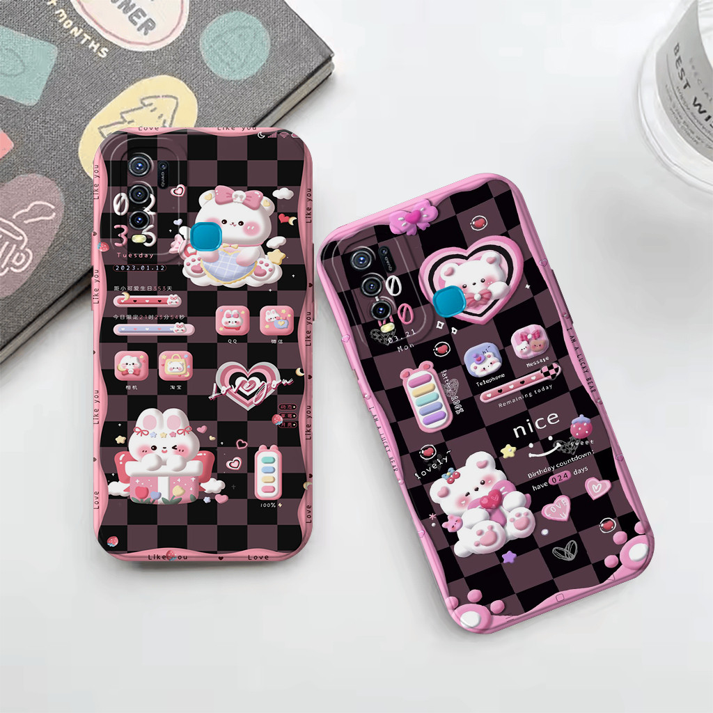 Vivo Y30 Y30i Y50 Y22 Y20 Y20s Y18 Y17s Y17 Y15 Y12 Y03 Y02 - ซิลิโคน - Motif B3ar L0ve - ยาง