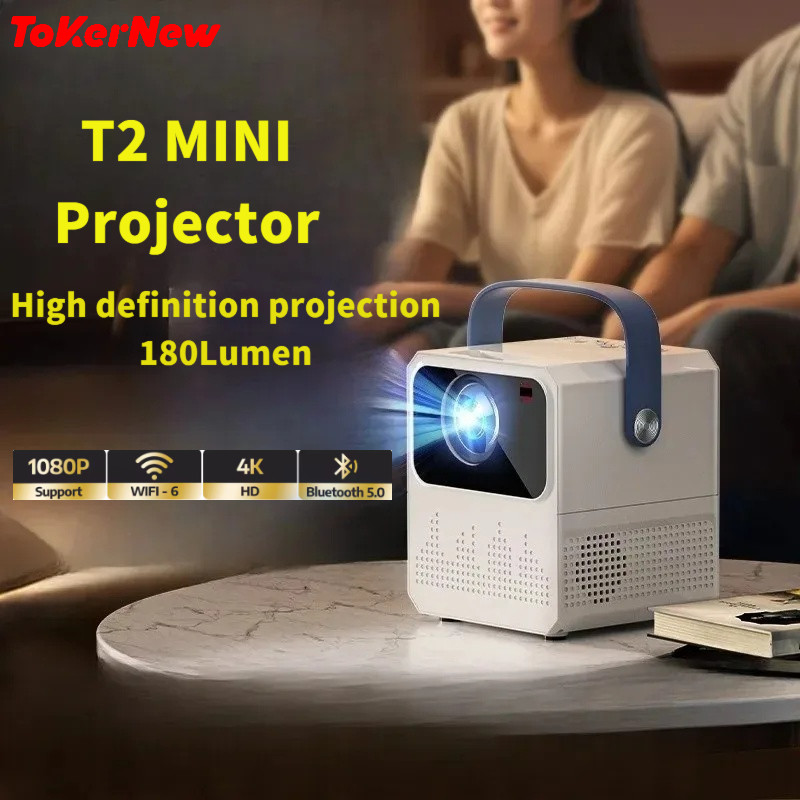 ToKerNer T2 MINI Android 11 โปรเจคเตอร์ 180ANSI 1280720P Home Movie Cinema Outdoor Wifi Portable LED