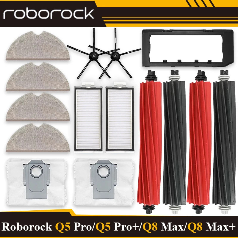 สําหรับ Roborock Q5 Pro/Q5 Pro +/Q8 Max/Q8 Max +/หุ่นยนต์เครื่องดูดฝุ่นถุงเก็บฝุ่นแปรงหลัก Hepa Filt