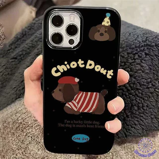 เคสไอโฟน13 17สุนัขดัชชุน ที่น่ารักพื้นผิวมันวาว สำหรับ IPhone 11 17 Air 12 13 15 14 16 Pro Max XS X 15 8 7 16 Plus XR