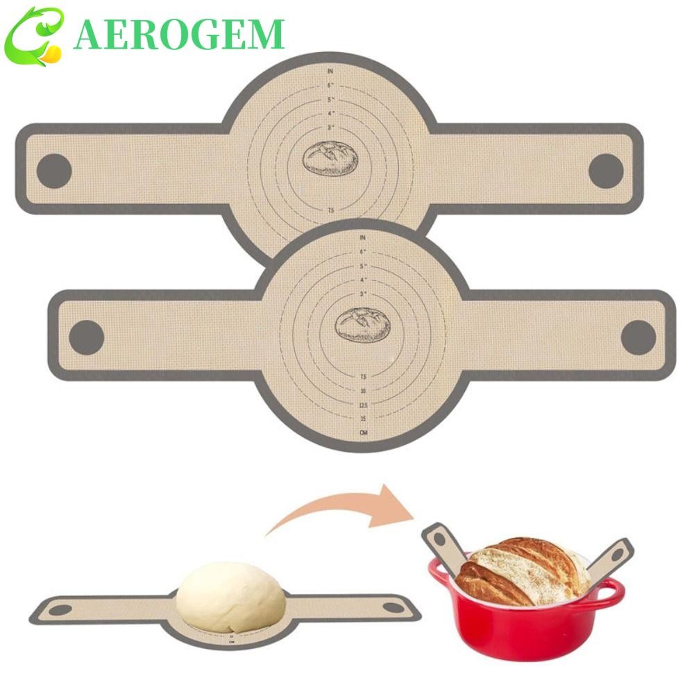 AEROGEM เสื่อขนมปังซิลิโคน, สลิงอบขนมปังไม่ติดทนทาน, เครื่องมือห้องครัวทนความร้อนด้ามยาวทําให้เปรี้ยวเสื่ออบสําหรับแป้งขนมคุกกี้