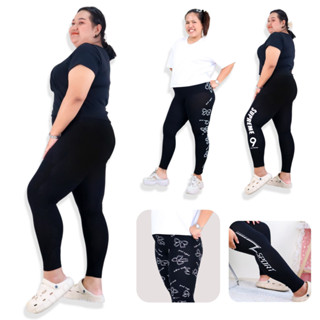 กางเกงขายาวเลกกิ้ง 9ส่วน กางเกงสาวอวบ ไซส์ใหญ่  สีดำล้วน ดำแ…