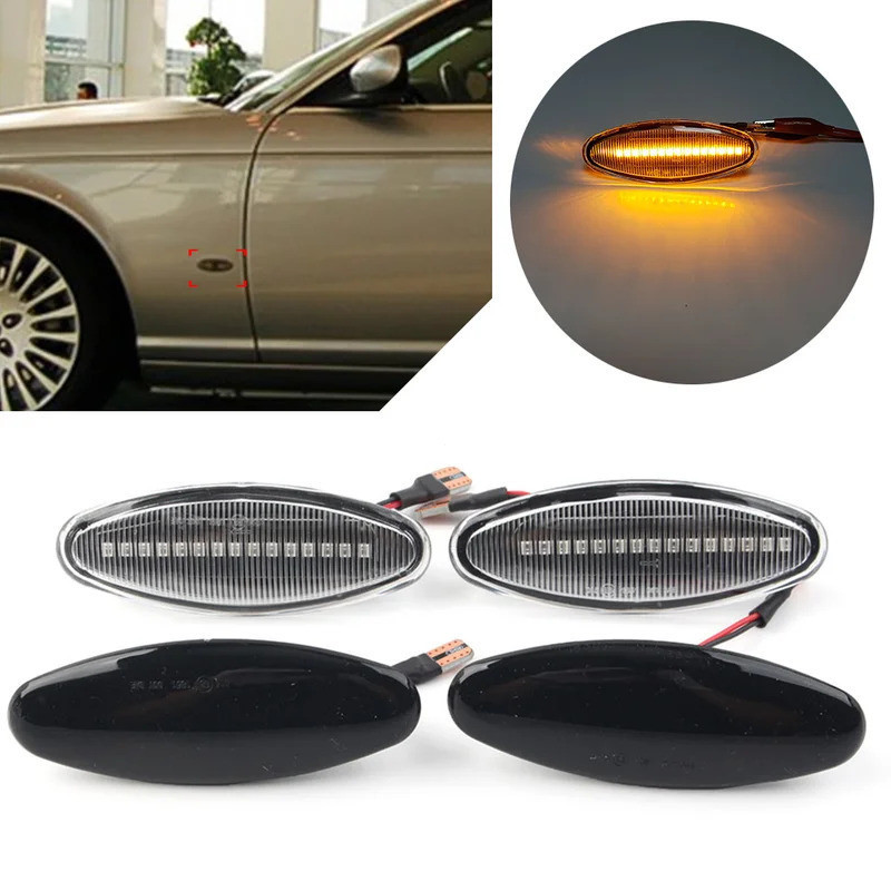 1 คู่รถไฟเลี้ยวด้านข้างไฟเลี้ยวไฟแสดงสถานะสําหรับ Jaguar S-Type 1999-2007 สําหรับ XK8/XKR 1996-2005 