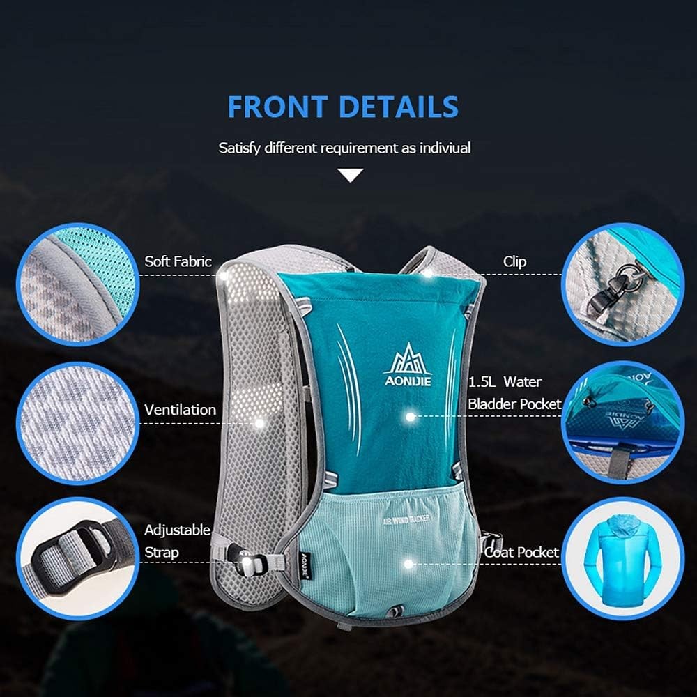 AONIJIE Hydration Vest Pack กระเป๋าเป้สะพายหลัง 5L Marathoner Running Race Hydration XVEB