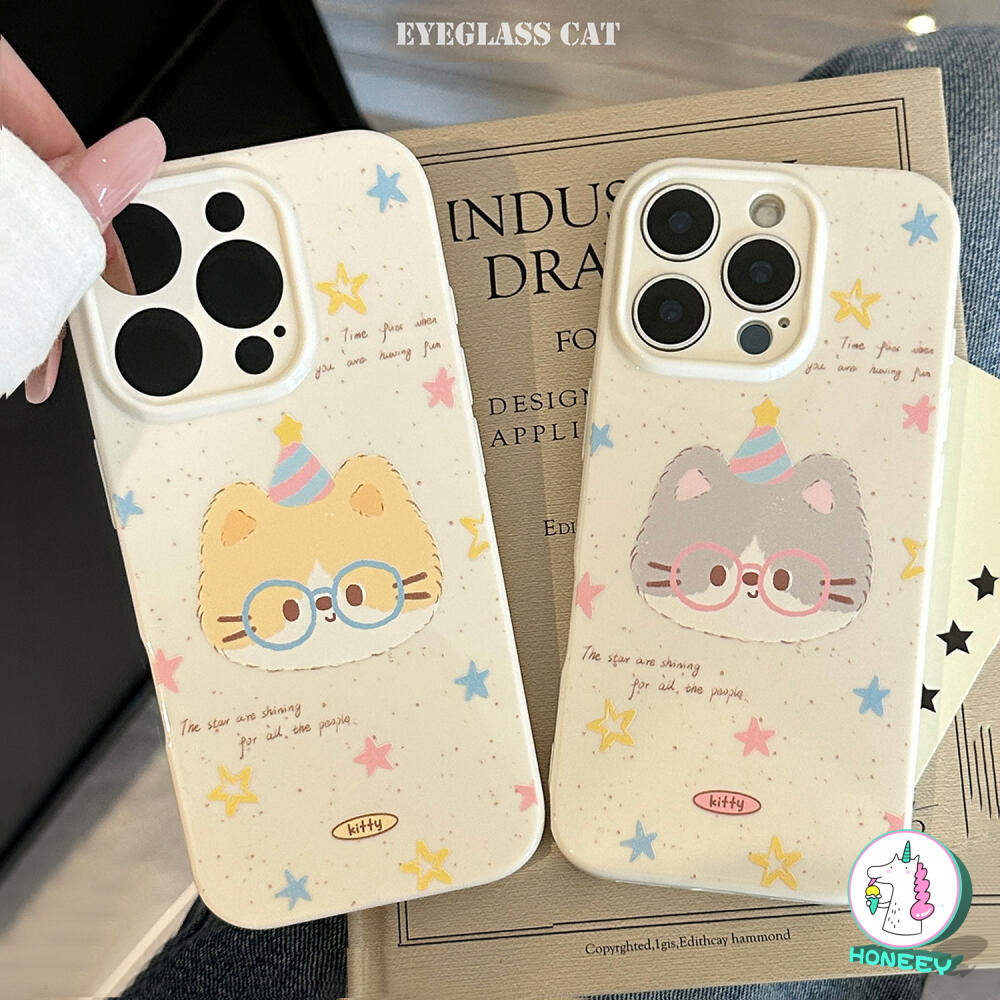INS การ์ตูนแมวสี Star เคสโทรศัพท์สําหรับ iPhone 13 11 16 PRO MAX 15 14 12 PRO MAX 16 Plus เลนส์ป้องกันกันกระแทกนุ่มปกหลัง