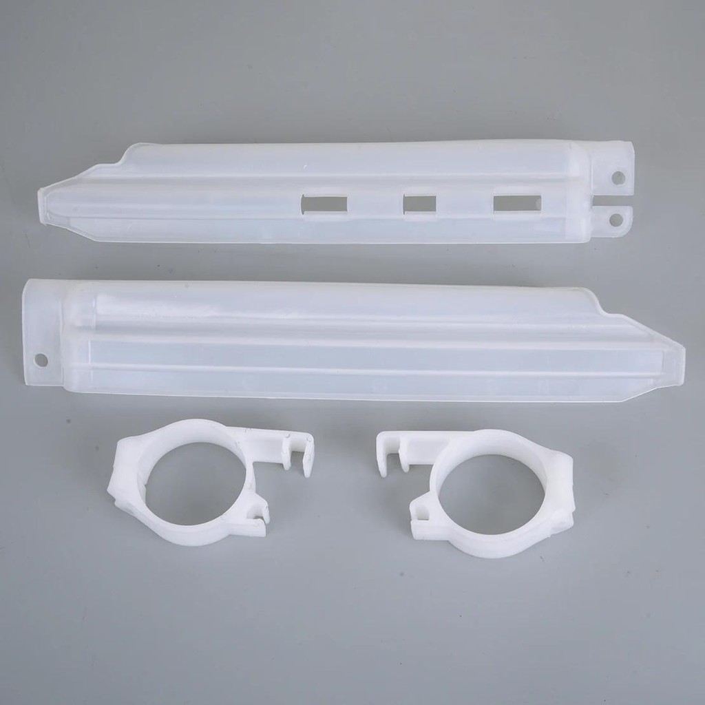 2 ชิ้นสีขาวด้านหน้าส้อม Guard Protector พร้อมคู่มือคลิปชุด Fit สําหรับ Kawasaki KLX250R KLX300R KLX6