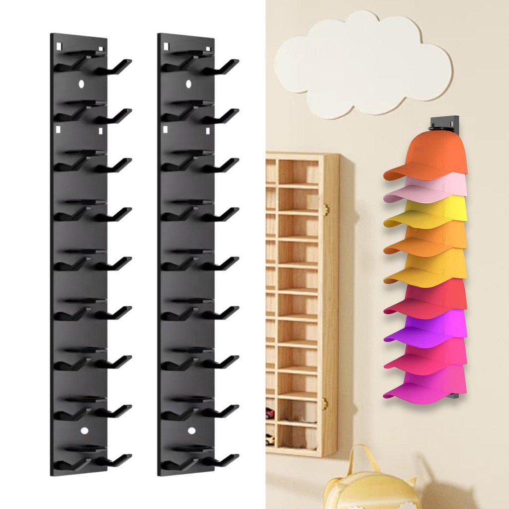 [Tachiuwa21] 2x Cap Rack สําหรับเบสบอลหมวกพื้นที่ที่มีประสิทธิภาพแขวนระบบถือได้ถึง 18 Caps