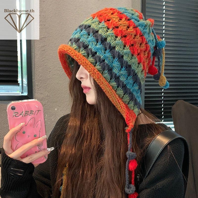 หมวกถักสำหรับฤดูหนาว สไตล์น่ารักและอบอุ่น ป้องกันลมสำหรับผู้หญิง - รูปที่ 2