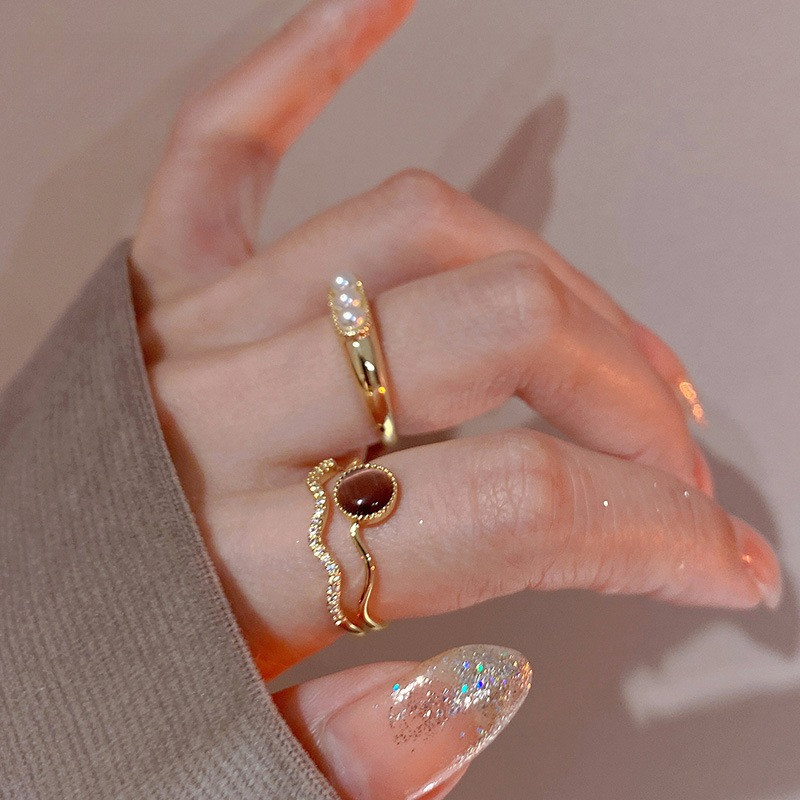 SSB แหวนพลอยตาแมว ซิร์โคเนียสองชั้น สไตล์ฝรั่งเศสวินเทจ S399 - รูปที่ 4