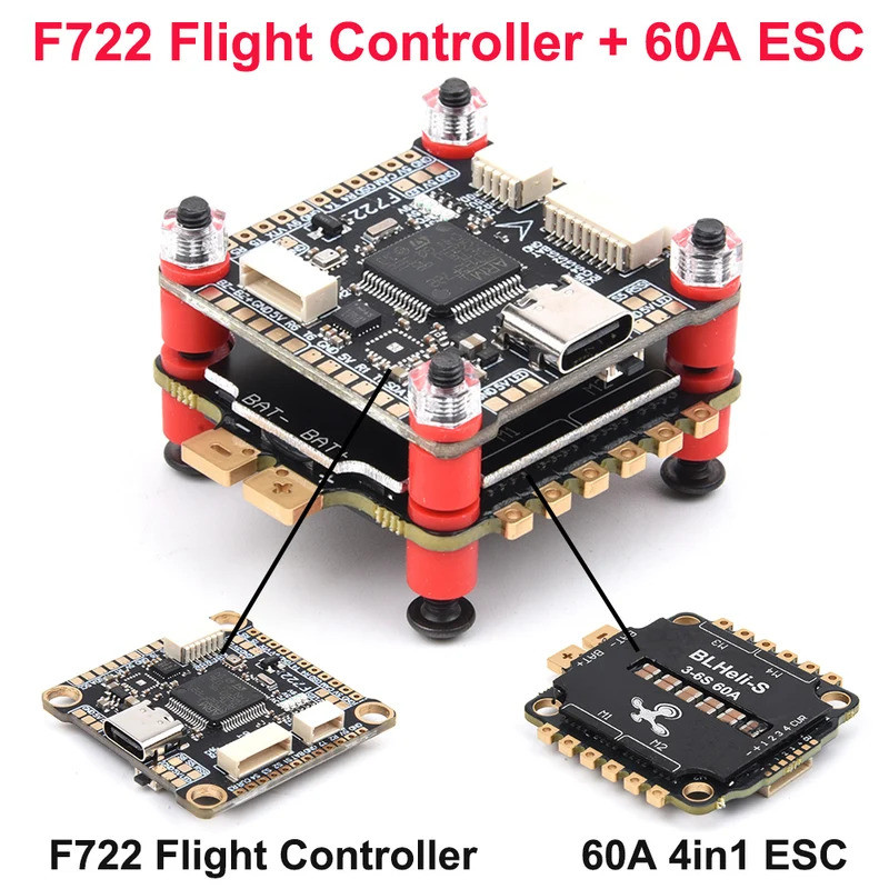F405 F405HD / F7 F722 Flight Controller / F4 V3S Plus FC + 60A 4in1 BLheli_S ESC Stacks 30.5*30.5mm 