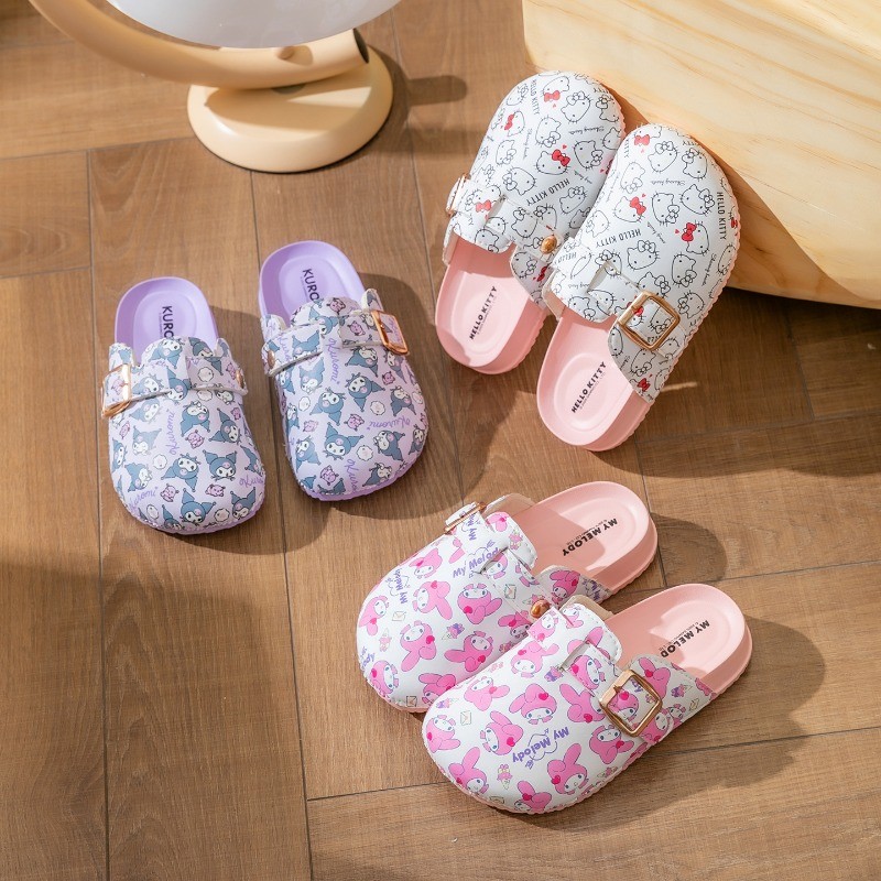AYUER รองเท้าแตะนิ้วเท้านุ่มสบาย ก้นแบน สำหรับเด็ก ดีไซน์คลาสสิกพร้อมลวดลาย - รูปที่ 4