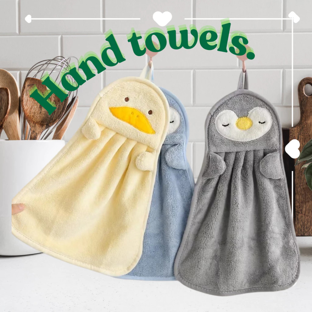 ผ้าเช็ดมือการ์ตูนน่ารัก กํามะหยี่ขนนิ่ม ลายสัตว์น่ารัก ดูดซับน้ําได้ดี ไม่ตก สําหรับใช้ในครัวเรือน