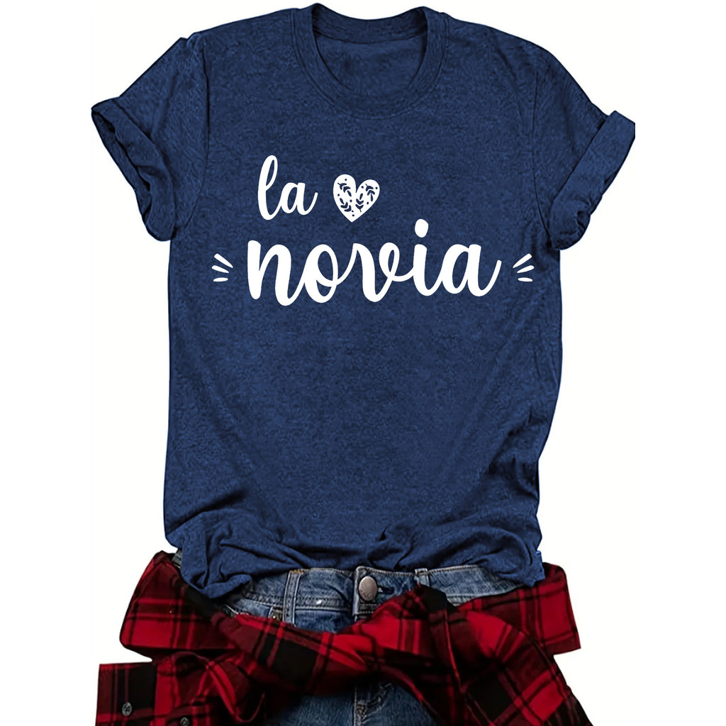 2025 ใหม่ 2025 ยุโรปอเมริกันฤดูร้อนเสื้อผ้าสตรีสโลแกนรูปแบบรอบคอแขนสั้นลําลองแฟชั่นการค้าต่างประเทศเ