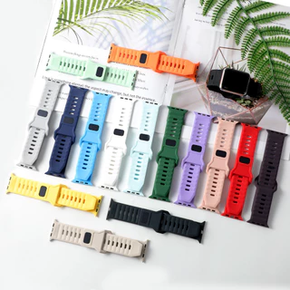 สายข้อมือกีฬากันน้ำสายรัดยางซิลิโคน for Apple Watch Iwatch Ultra 3 2 49มม. Series 11 10 46 42 9 8 7 45 SE 3 44 40 41มม.