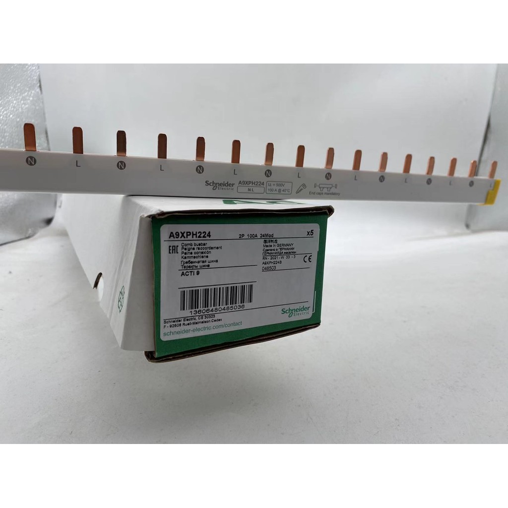 Schneider Busbar 2P Busbar 24-Bit 12 ชิ้น 2P การเชื่อมต่อกลวงทองแดงแถวการเชื่อมต่อลวดแถว A9XPH224