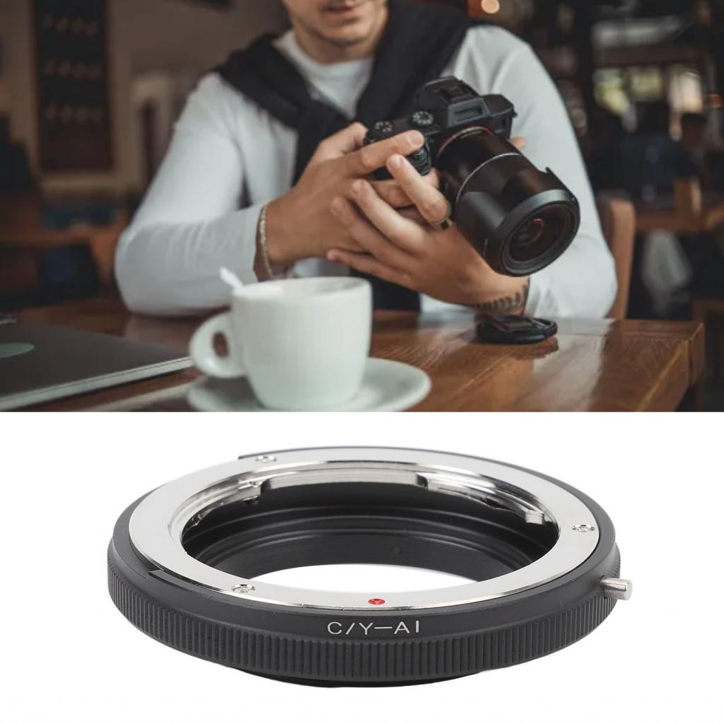 Hahao-ph อะแดปเตอร์เลนส์ CY to AI Mount Aluminium Alloy ความแม่นยําสูงแหวนมาโครพร้อมฝาครอบด้านหลังสํ