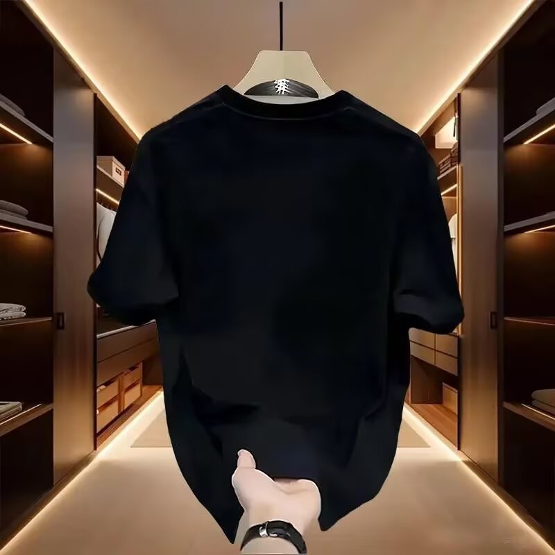 อเมริกันแขนสั้น NEW2025 เสื้อยืดฤดูร้อน 23 เยาวชนรอบคอ ins หลวมผ้าฝ้ายหนัก Ruffian หล่อผู้ชายผู้หญิง