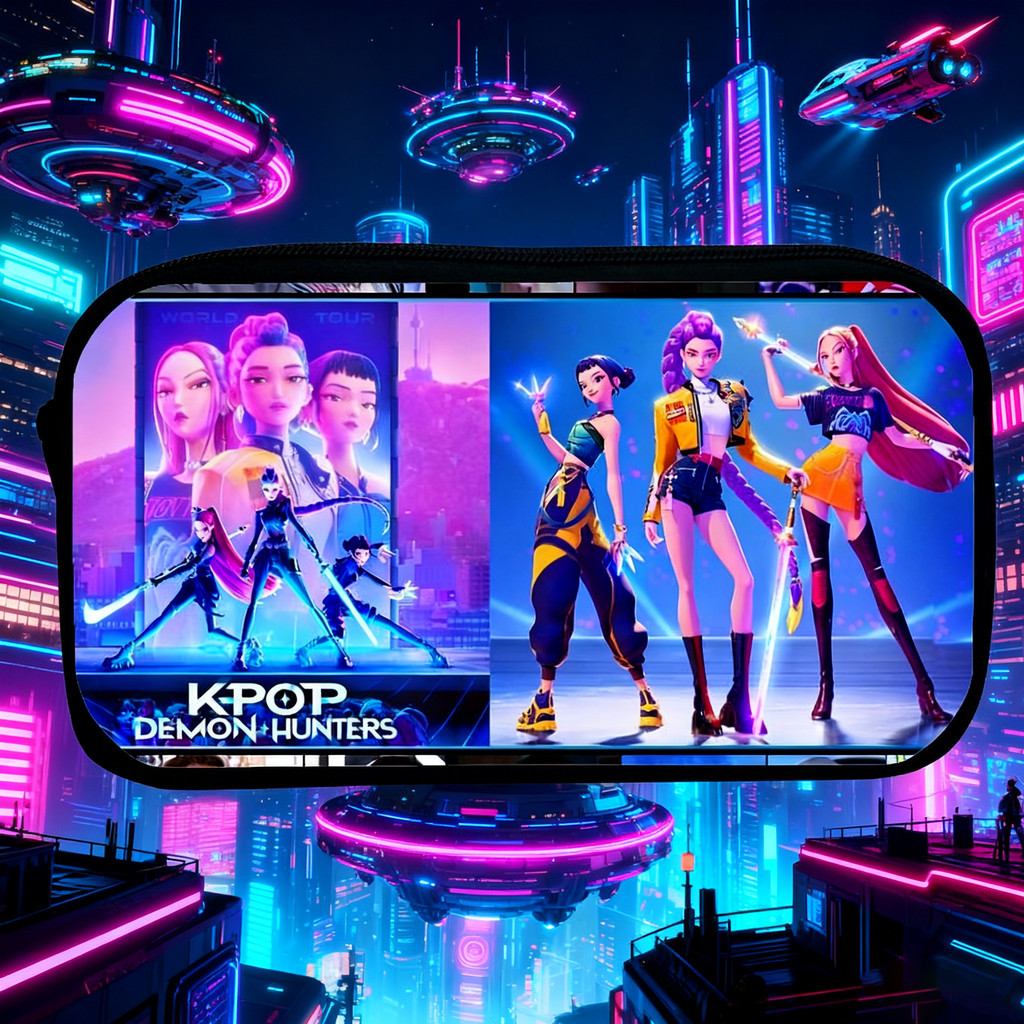 Kpop Demon Hunters กล่องดินสอกระเป๋าเครื่องเขียน Huntrix Kpop กระเป๋านักเรียนประถม