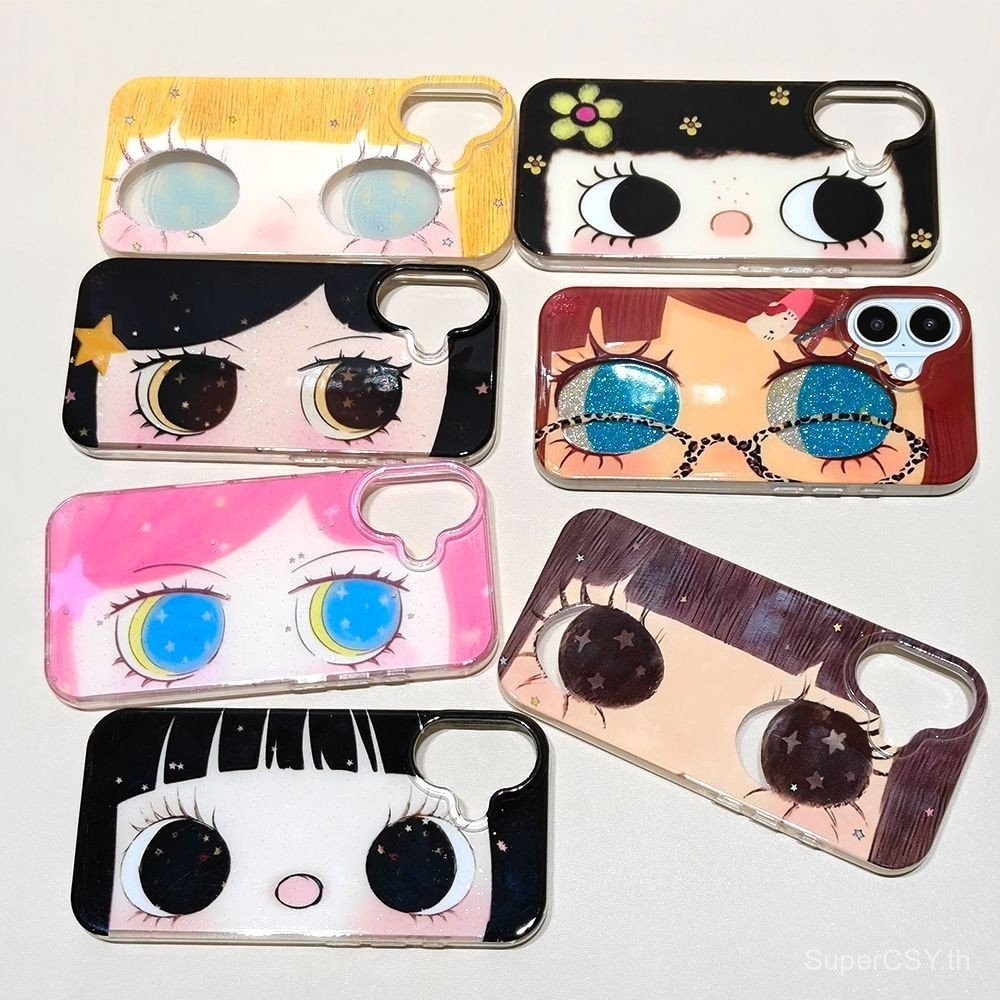 เคสโทรศัพท์ เหมาะสําหรับ iPhone 7 8 X XS XR XSMAX 11 12 13 14 15 16 17 Pro max Plus Air สไตล์เกาหลีสีดําผม Dark Eyes กันกระแทกกันกระแทกป้องกันกรณีรวมทุกอย่าง 2O9T
