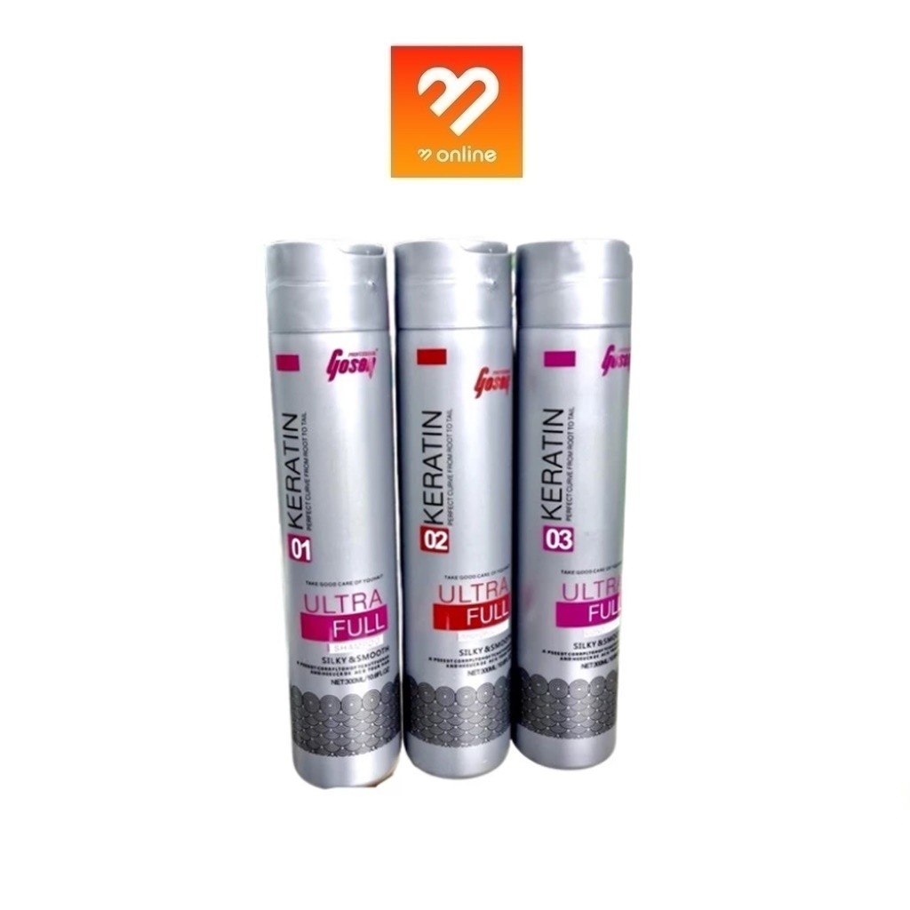 เคราตินพลัส​ โกเซ็น​ Gosen 1ชุดมี3ขวด ชุด เคราตินสด​ ไม่ฉุนไม่แสบตา 300มล.x3ขวด​ เคราติน (ชุดเล็ก)