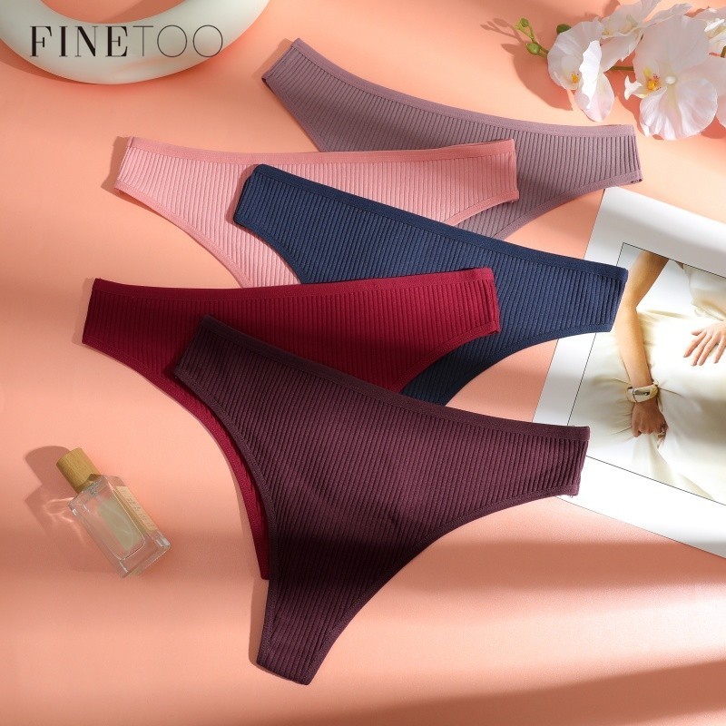 FINETOO กางเกงชั้นในแบบ G-String สไตล์เอวต่ำสำหรับผู้หญิง ทำจากผ้าฝ้าย มีเทคโนโลยีป้องกันแบคทีเรีย และมีให้เลือกหลากหลายสี