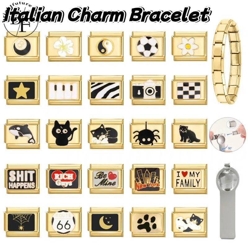 สร้อยข้อมือสแตนเลสสไตล์อิตาลี ขนาด9มิลลิเมตร สีดำและสีทอง พอดีมือ เพิ่มความสวยสง่าให้แก่คุณ